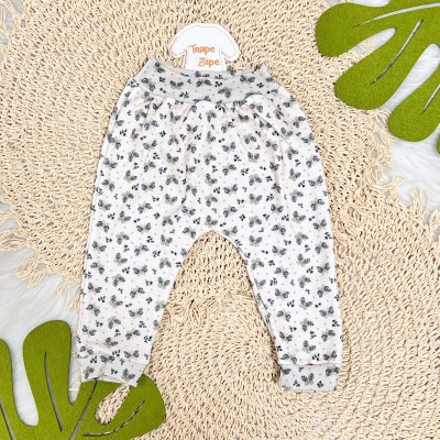 Conj. Body Manga Curta, Babador Bandana e Calça Borboletas - Cor Gelo e Areia